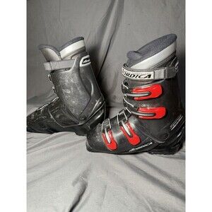 Nordica Synergy RS Alpine Downhill Ski Boots Black Red Silver 260-265 Pre Owned